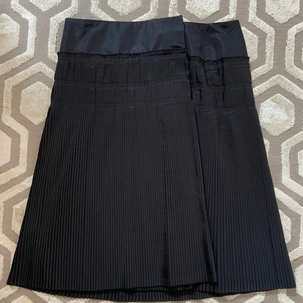 Peserico Mini Pleated Black Mini 90s Grunge Goth Wrap Skirt 46/US 10 NWOT